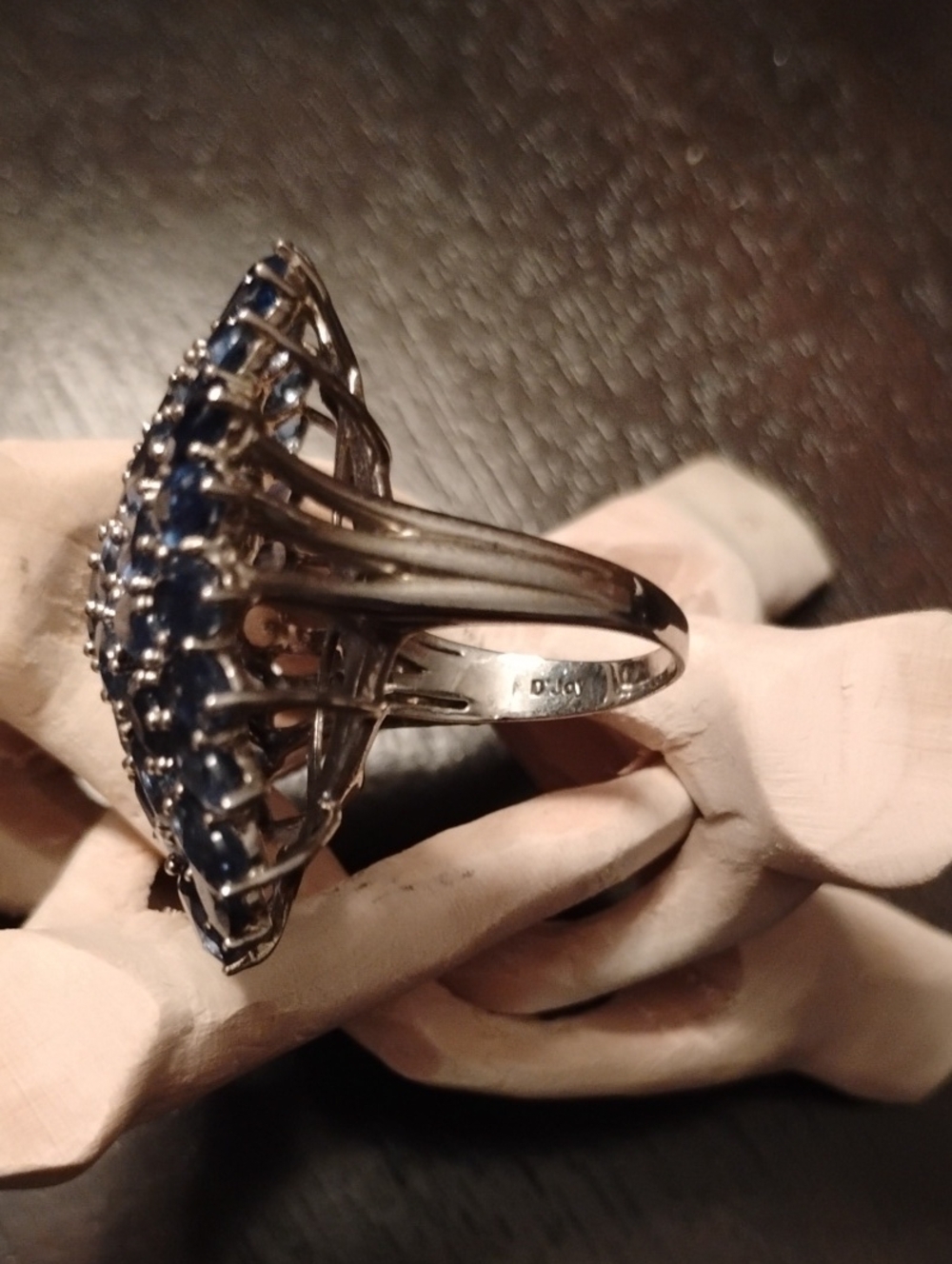 Massive Kyanite Ring With Missing Stone In 925 Sterling Silver - Picture 5 of 5